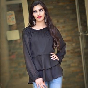 Black Ruffled Top